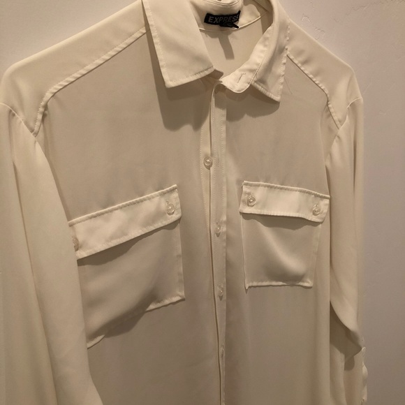 Express Cream Portofino Shirt Sz Small - Picture 2 of 4